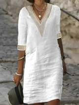 Boho V Neck Crochet Summer Dress