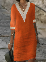 Boho V Neck Crochet Summer Dress