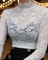 Floral Lace High Neck Blouse